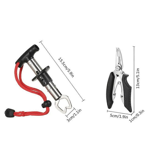 Lixada Multifunctional T Handle Stainless Steel Fish Lip Gripper Grip Pliers Set Fishing Tackle Control Fish Plier Fishing Tool