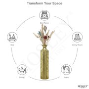 Hosley Decorative Floor Vase, Metal, Gold, 21.75-inch Tall Cylinder Vase for Pampas Grass, Artificial Flowers, Living Room and Entryway Decor
