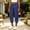 *Dark Blue, variant on ClodeEU Women's Linen Blend Elastic Waist Cropped Jogger Pants,Casual Loose Trousers with Pockets Army Green,Women's Plus L