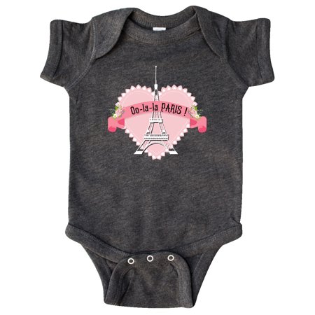 

Inktastic Paris Oo-la-la with Eiffel Tower and Flowers in Pink Heart Gift Baby Boy or Baby Girl Bodysuit