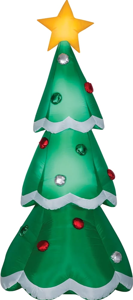 CHRISTMAS SANTA METALLIC TREE AIRBLOWN INFLATABLE 7 FEET LED GEMMY 
