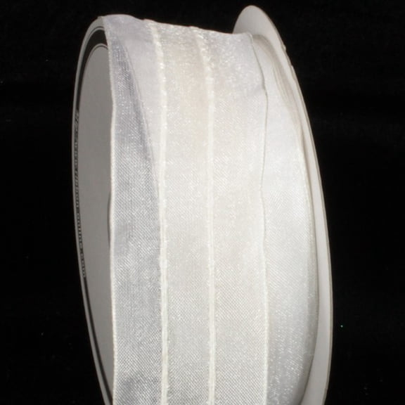 The Ribbon People White Striped Wired Craft Ribbon 1.5" x 54 Yards