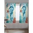 thumbnail image 5 of Sheer Curtains 72 Inches Long, Sea Seahorse Coastal Semi Sheer Curtains Light Filtering Window Treatment, Nautical Summer Coral Ocean Vintage Privacy Voile Drapes for Living Room Bedroom 52x72 Inch, 5 of 7