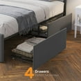 thumbnail image 5 of Yesfashion Queen Platform Bed Frame with Storage and 4 Drawers, Button Upholstered Bed Frame with Drawers and Headboard, Mattress Foundation with Wood Slat Support, No Box Spring Needed, 5 of 9