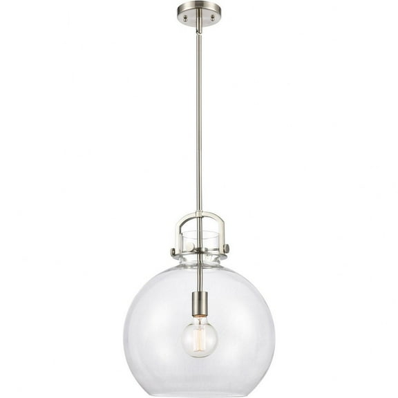 410-1S-SN-14CL Innovations Lighting Newton-One Light Mini Pendant-14 Inches Wide by 17 Inches High-Brushed Satin Nickel Finish