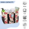 thumbnail image 5 of Butterflies and Red White Rose Reusable Grocery Bags with Handle Side Pocket Waterproof Shopping Portable Tote, 5 of 8