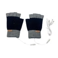 thumbnail image 2 of Guantes USB calentados de media palma de doble cara y espalda calefacción de clima frío Negro, 2 of 8