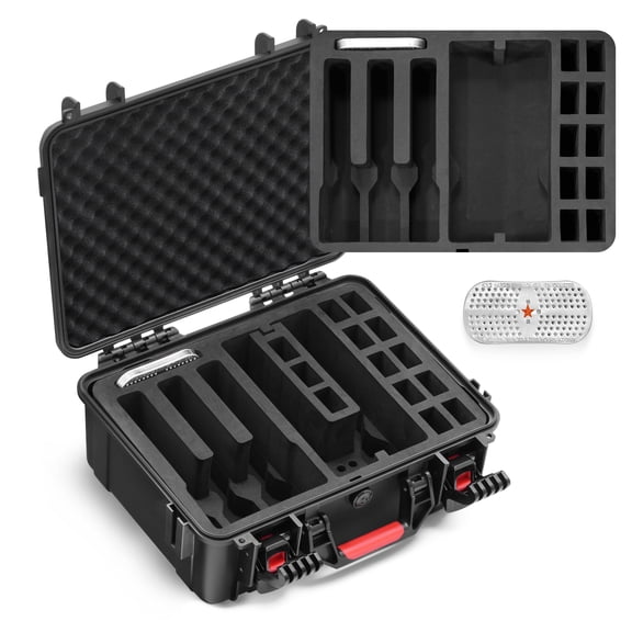 Hard Handgun Case for 5 Pistols Up to 6.6", Waterproof TSA Lockable Storage Box with Pre-Cut Foam, for Home, Travel & Shooting Range