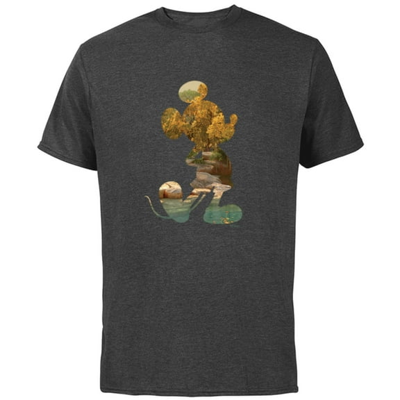 Disney Mickey Mouse Earth Day Nature Outdoors Pose Fill - Short Sleeve Cotton T-Shirt for Adults - Customized-Charcoal