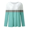 thumbnail image 5 of Women's Long Sleeve Tunics Tops Color Block Round Neck Blouses Casual Loose Fit Dressy Lightweight Pullover Tees, 5 of 5