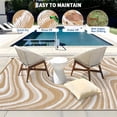 thumbnail image 3 of Hasoo 8' x 10' Brown/White Outdoor Rug for Patio Decor Waterproof Plastic Straw Modern Geometric Carpet PP Tube Woven Portable Camping Mat for Picnic Balcony, 3 of 7