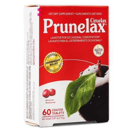 Prunelax Regular Strength Laxative Mini Tablets - Overnight Relief for Occasional Constipation, Senna Extract, Vegan & Gluten-Free, Gentle Relief - 60ct