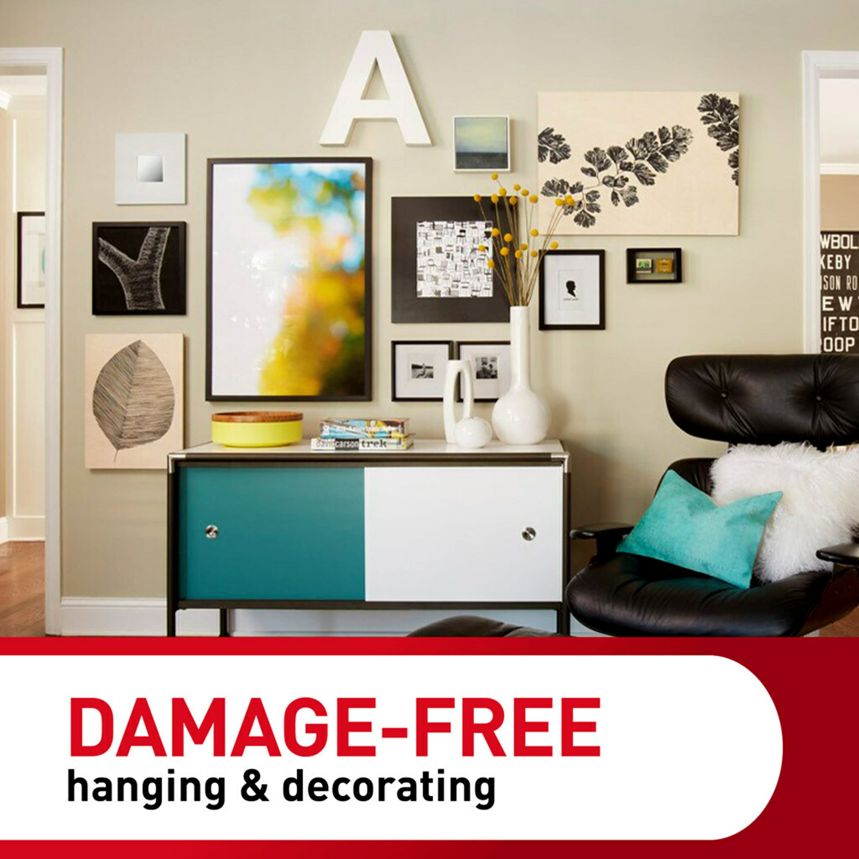 Command Large Picture Hangers, Black, Damage-Free Hanging, 12 Pairs
