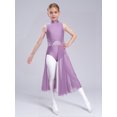 thumbnail image 2 of YiZYiF Girls Lyrical Dance Costume Keyhole Back Sleeveless Rhinestones Split Dress Dancewear Light Purple 6, 2 of 7