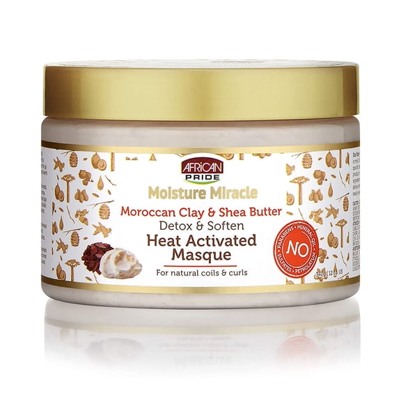 African Pride - Moisture Miracle [Moroccan Clay & Shea Butter] Heat Activated Masque 12 Oz.