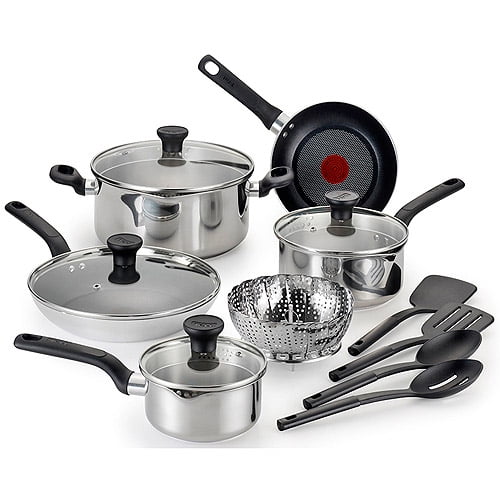 TFal 14Piece Excite Stainless Steel Cookware Set, Silver