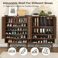 thumbnail image 6 of FiveWillowise Large Shoe Storage Cabinet with Adjustable Shelves, 6-Tier Wooden Shoe Rack Organizer with Grille Doors for Entryway, Hallway, Closet, Bedroom, Living Room, Walnut, 6 of 8