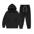 thumbnail image 2 of GiLiling Girls Boys Fleece Lined 2 Piece Sweatsuit Zip Up Hoodie and Jogger Sweatpants Casual Winter Wear (Black, 9-10 Years), 2 of 4