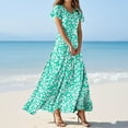 thumbnail image 2 of vigerkar Women's Summer Dress 2025 Short Sleeve V-Neck Boho Floral Printed Flowy Swing Sundress Dresses Mint Green, 3XL, 2 of 7