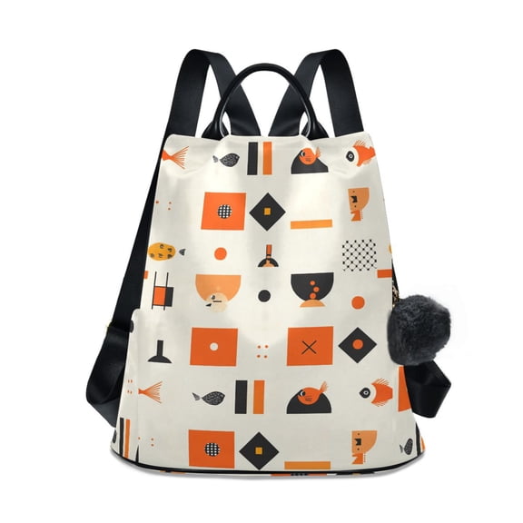 FORMRS Women's Travel Backpack Purse Anti-Theft Hidden Pockets Casual Shoulder Bag, Minimalist Geometric Pattern