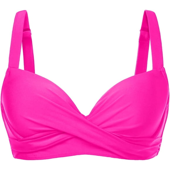 Aqua Eve Haut de Bikini à Armatures pour Femmes - Haut de Maillot Rehausseur avec Soutien-Gorge, Maillot Rembourré 2025, Maillot de Bain à devant Torsadé