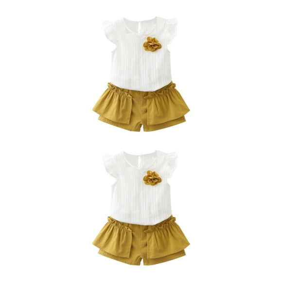 Qarigey 2 unids/set niña verano primavera algodón Top corto conjunto fotografía fiesta banquete sin mangas chaleco pantalones Kit ropa Talla 9 2piezas