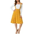 thumbnail image 2 of INSPIRE CHIC Women's Polka Dots Overall Flared Adjustable Straps Suspender Skirts M Yellow, 2 of 8