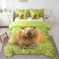 thumbnail image 1 of YST Capybara Lit Capybara en Sac Complet, Ensemble de Literie 3d Capybara 7 Pcs pour Enfants Amateurs, Drap-Housse Capybara Mignon et Drôle, Couette Réversible à Thème Naturel, Ensemble de Draps Botanique Weed, 1 of 5