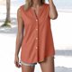 thumbnail image 2 of Camiseta sin mangas con cuello en V informal para mujer: diseño con botones, cuello alto, tejido transpirable, versátil para todas las estaciones, talla real., 2 of 5