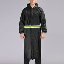 Miluxas Men's Long Raincoat Waterproof Reflective Safety Rain Jacket High Visibility with Hood