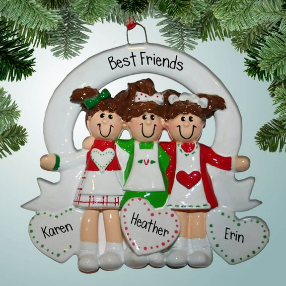 Personalized Best Friends/Sisters 3 Christmas Ornament - BFF - Besties