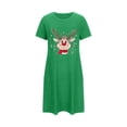 thumbnail image 2 of Sakmal Nightgowns for Women Soft Christmas Cute Night dress Reindeer Print Green Short Sleeve Nightgowns, 2 of 5