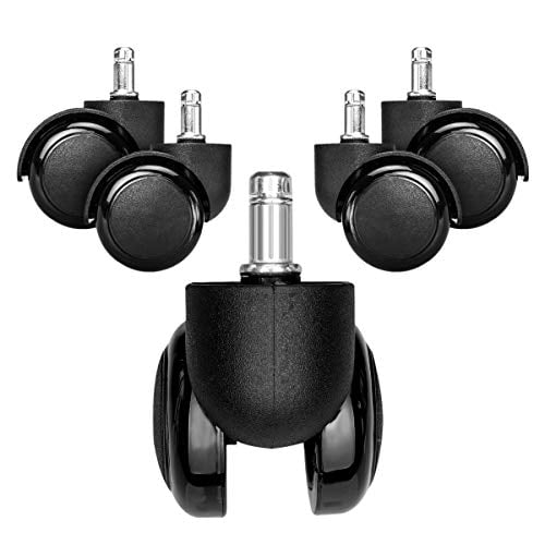 Laminate Black kwmobile Office Chair Wheels 10mm Pack of 5 Furniture Castors 50mm Diameter Tile Floors Replacement Wheel Casters for Wooden 