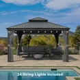 thumbnail image 6 of PURPLE LEAF 13' X 13' Permanent Hardtop Aluminum Frame Gazebo with Galvanized Steel Double Roof for Patio Lawn and Garden, Light Included, Grey, 6 of 13