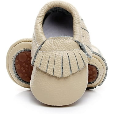 Leather Baby Moccasins Hard Soled Tassel Crib Toddler Shoes for Boys and Girls