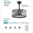 thumbnail image 5 of 18 inch Crystal Ceiling Fan with Light and Remote Control, 4-Light 7 Blades Indoor Caged Metal Chandelier Ceiling Light Fixture Black for Bedroom Living Room, 5 of 6