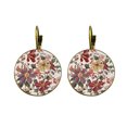thumbnail image 7 of Grandest Birch Vintage Flower Printed Round Pendant Women Leverback Earrings Party Jewelry Alloy, Glass Brown, 7 of 7