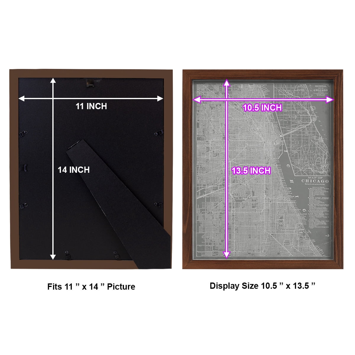 City Map of Chicago -Framed Print w/glass-Chestnut