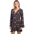 thumbnail image 1 of Hurley Womens Long Sleeve Wrap Dress, blkfl, XS, 1 of 2