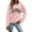 Pink, variant on Gaexia Womens Sweatshirt Hoodie Print O Neck Sweatshirt Casual Round Neck Fit Pullover Tops Long Sleeve Loose Blouse Workout Shirts Comfortable Soft Fabric,Blue,XXL