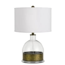 Cal Lighting Rapallo 1-Light Metal & Glass Table Lamp in Antique Brass/White