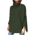 thumbnail image 2 of Pompotops Pull Col Roulé d'Hiver Uni pour Femmes, Manches Chauve-Souris, Pull Tricoté, 2 of 9