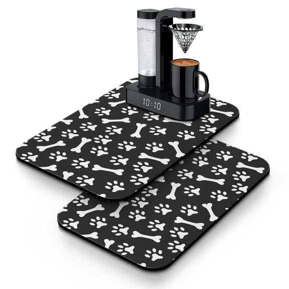 2pcs Funny Dog Coffee Mat - 4-Layer Absorbent & Non-Slip, Cartoon Puppy Pattern