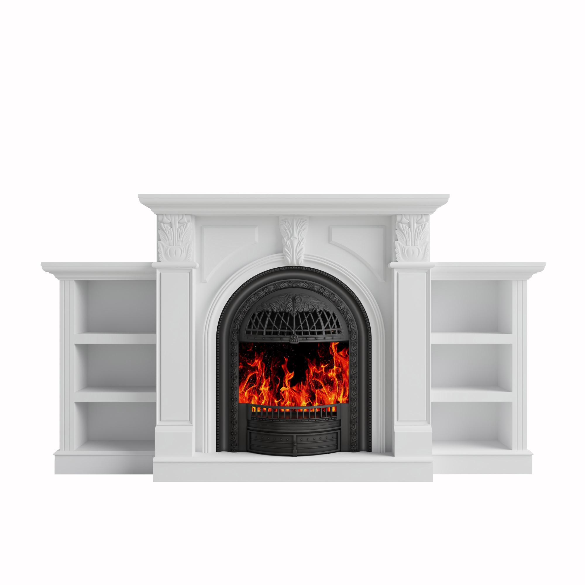 BOSHIRO 80" Fireplace TV Stand for TVs up to 90", Electric Fireplace with Mantel and Cabinets for Living Room, Bedroom