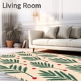 thumbnail image 2 of ODIKA 4'x6' Machine Washable Non-Slip Area Rug, Joyful Winter Botanical Seasonal Greeting High Traffic Rug with Pad, Beige, 609064, 2 of 8