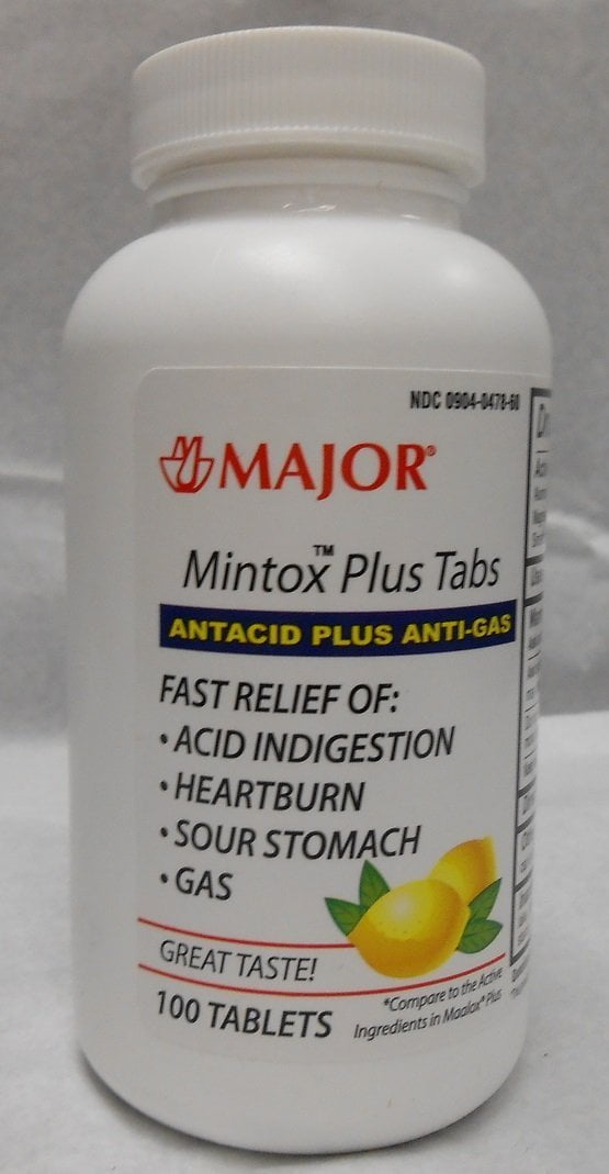 Mintox Plus Antacid AntiGas Generic for Maalox Plus Chewable Tablets