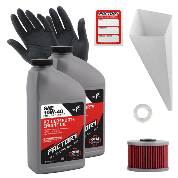 Factory Racing Parts SAE 10W-40 2qt Oil Change Kit Compatible With Kawasaki BN125, KFX450R