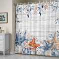 thumbnail image 5 of Eucalyptus Leaves Starfish Shower Curtain, Shells Summer Ocean Wood Grain Waterproof Shower Curtain Set with 12 Hooks Lightweight Bath Curtains Fabric Bathroom Decor 48x72 Inches, 5 of 9