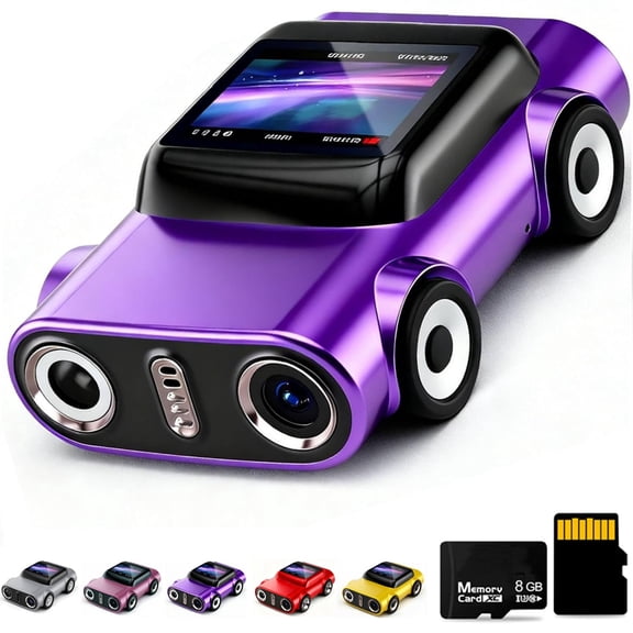 2K Mini Digital Camera/Portable Car Shape Tiny Thumb Cameras with 8GB Card, 0.96" HD Display, for Kids Students Travel Vlog Night Shots, with Elegant Gift Box