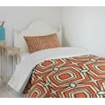 thumbnail image 4 of Ambesonne Geometric Quilted Bedspread Set 2 Pcs, Squares Rhombuses, Twin Size, Burnt Sienna Beige, 4 of 6